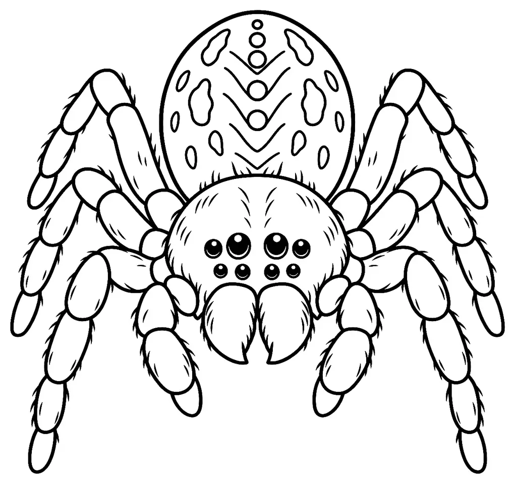 Coloriage de Tégénaire : dessin au trait noir à colorier
