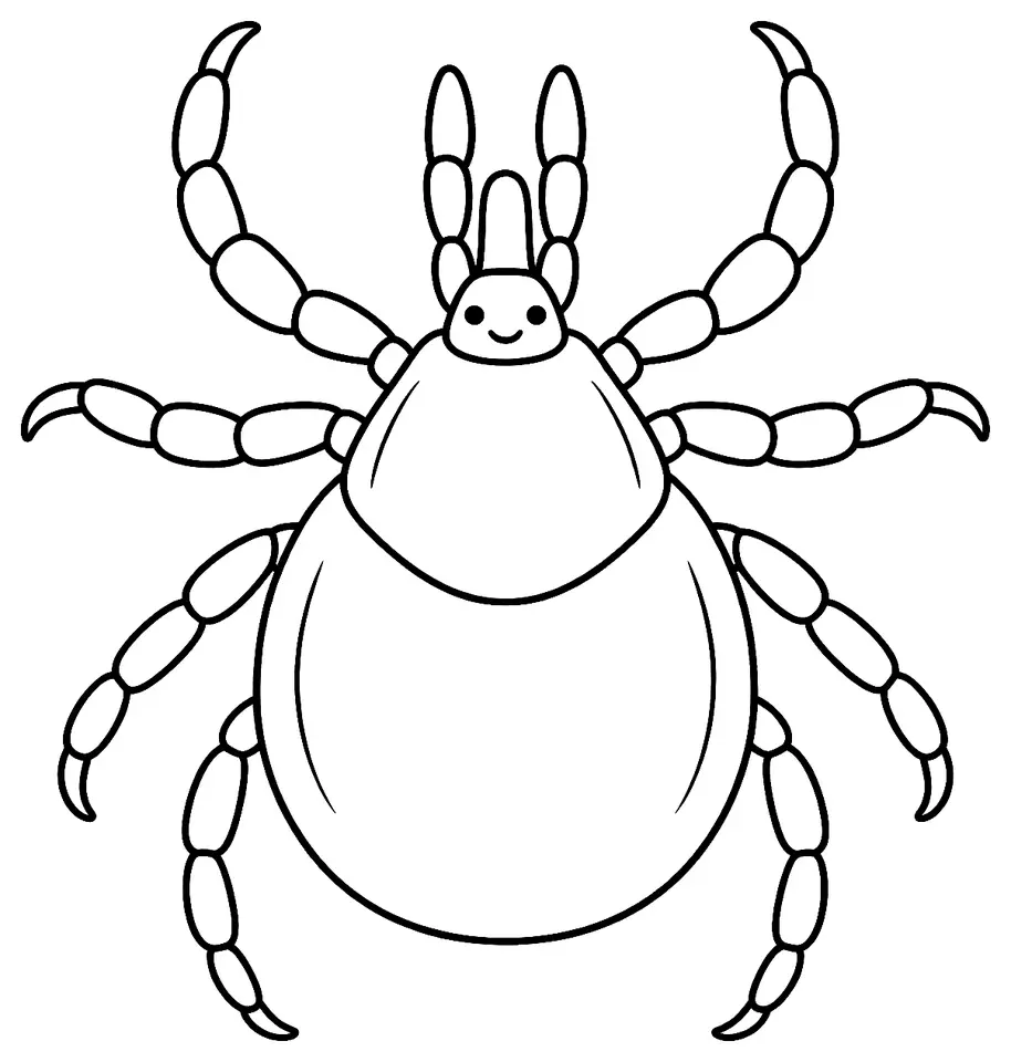 Coloriage de Tique du mouton : dessin au trait noir à colorier