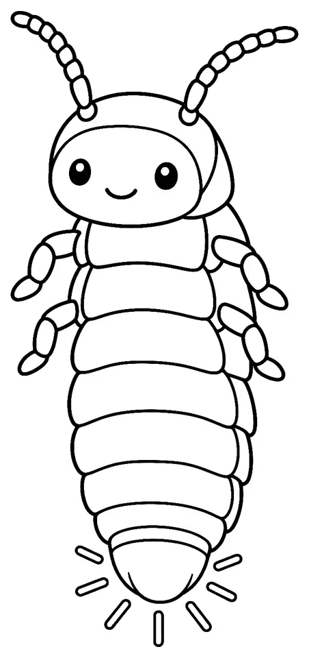 Coloriage de Ver luisant (petite bête) : dessin au trait noir à colorier