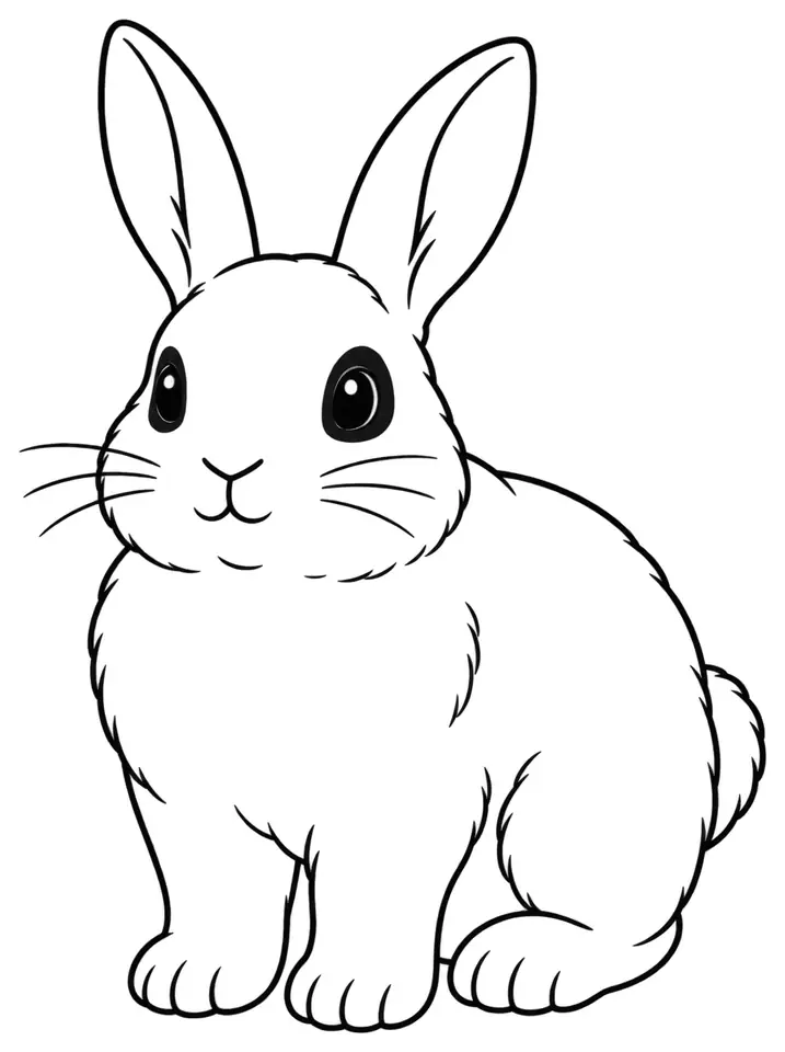 Coloriage de Blanc de Hotot : dessin au trait noir à colorier