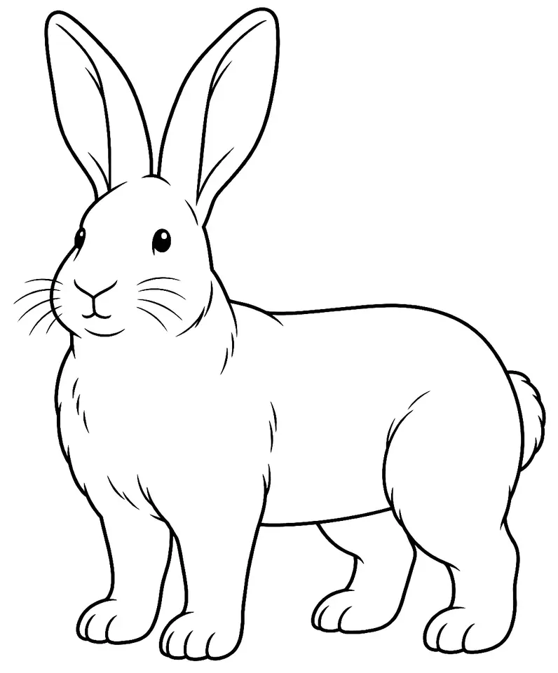 Coloriage de Blanc de Termonde : dessin au trait noir à colorier