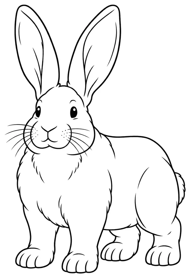 Coloriage de Géant des Flandres : dessin au trait noir à colorier