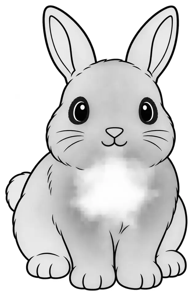 Coloriage de Hotot nain : dessin au trait noir à colorier