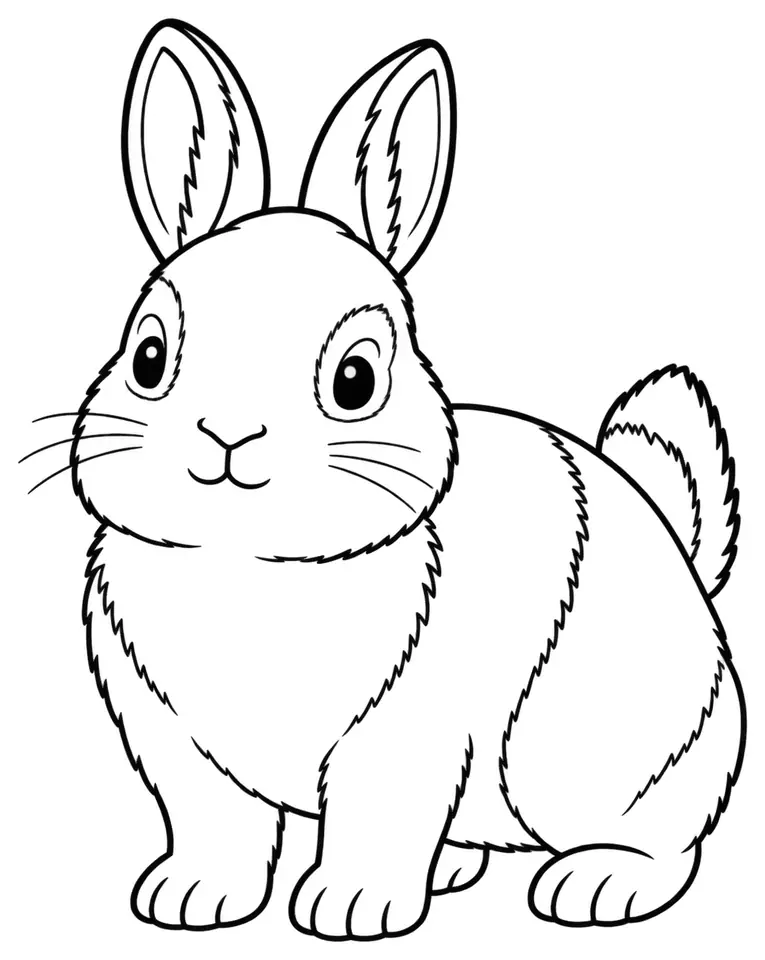 Coloriage de Lapin chinchilla : dessin au trait noir à colorier