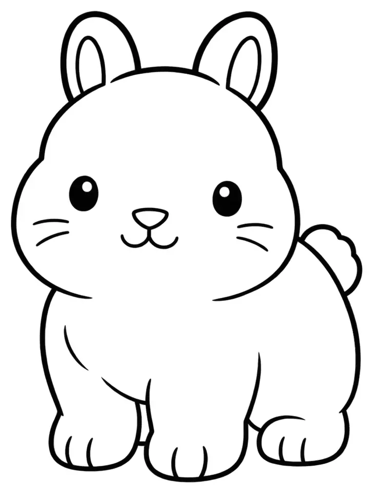 Coloriage de Lapin nain : dessin au trait noir à colorier