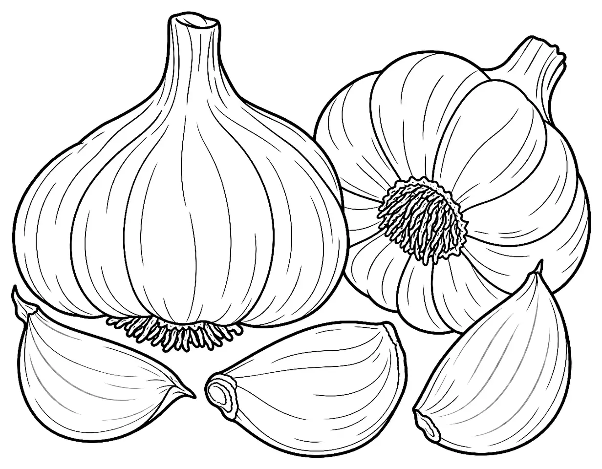 Coloriage de Ail blanc de Lomagne : dessin au trait noir à colorier
