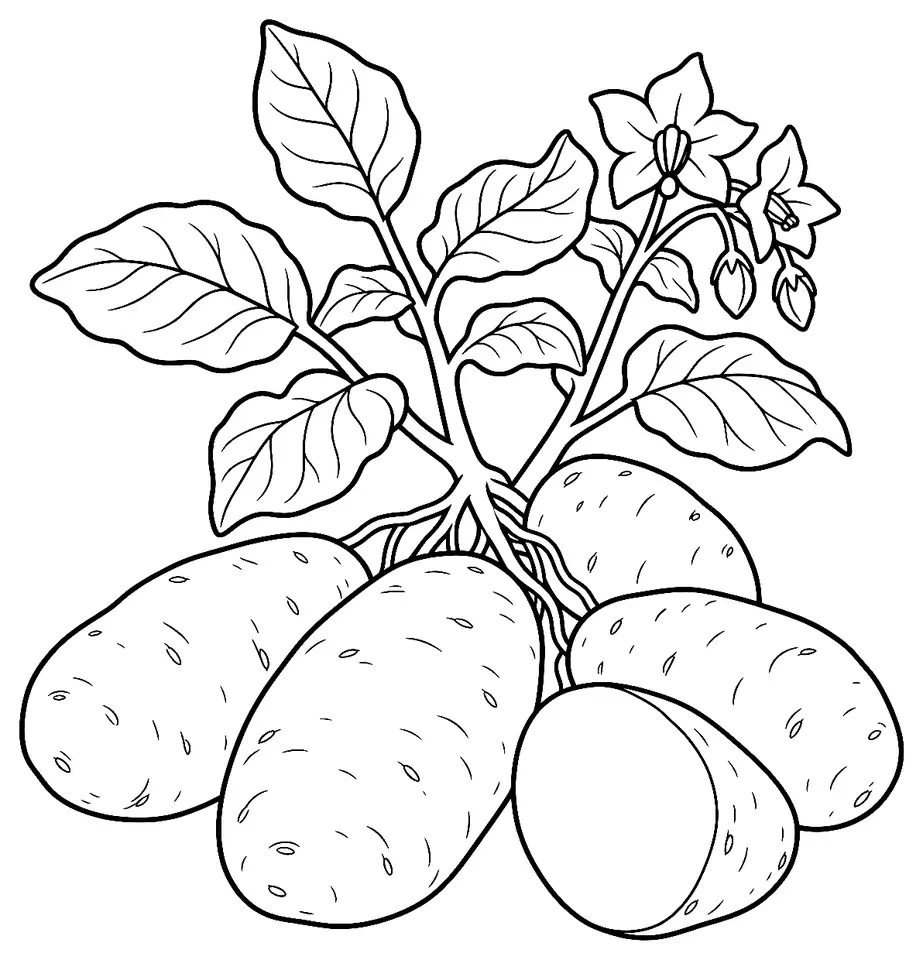 Coloriage de Pomme de terre de l’île de Ré : dessin au trait noir à colorier