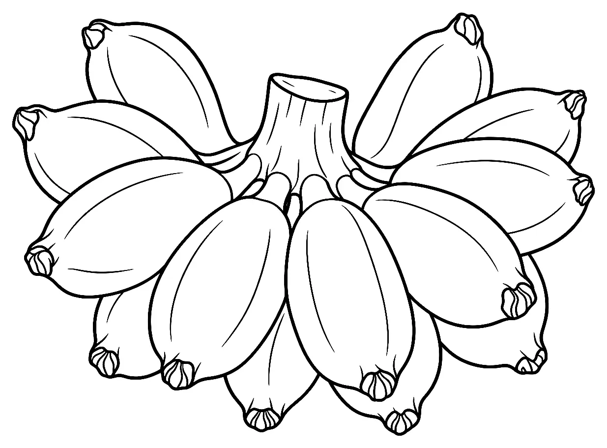 Coloriage de Banane latundan : dessin au trait noir à colorier