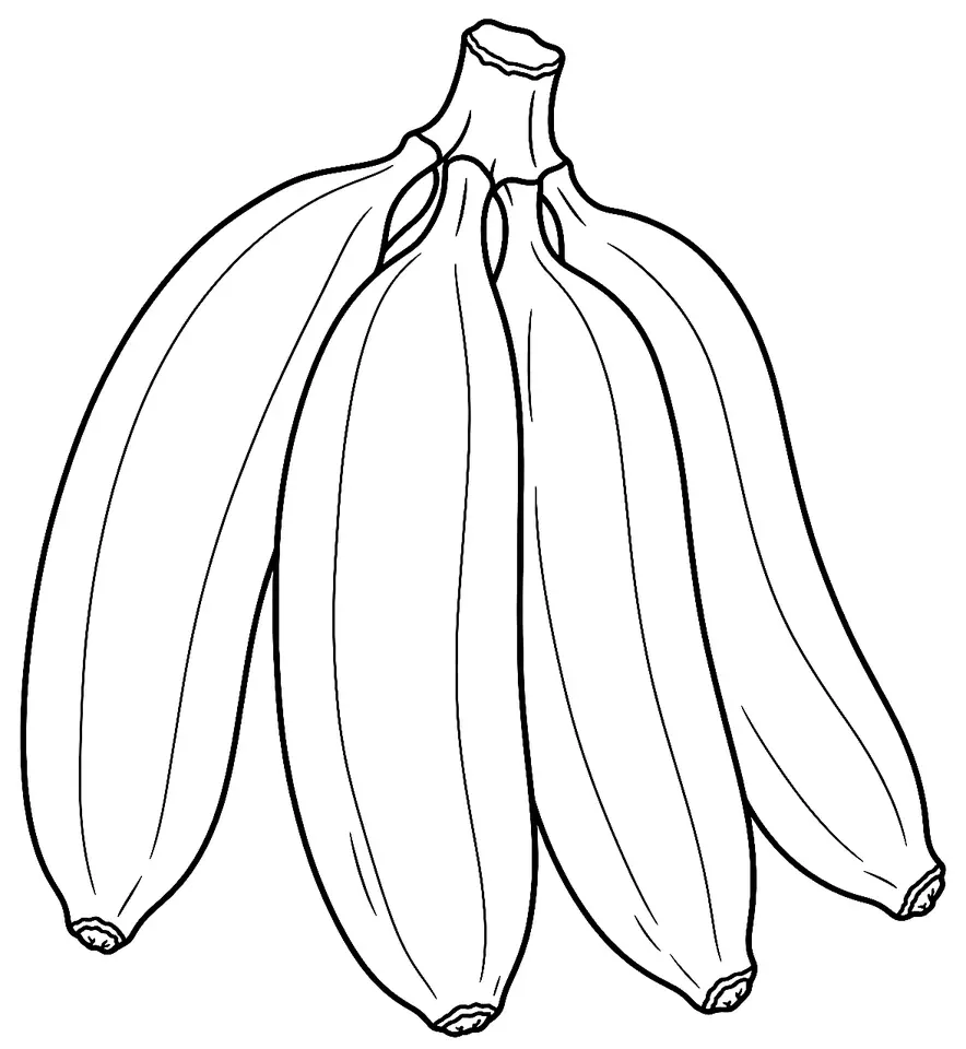 Coloriage de Banane taqua : dessin au trait noir à colorier