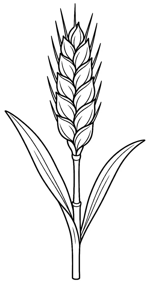 Coloriage de Blé Marquis : dessin au trait noir à colorier