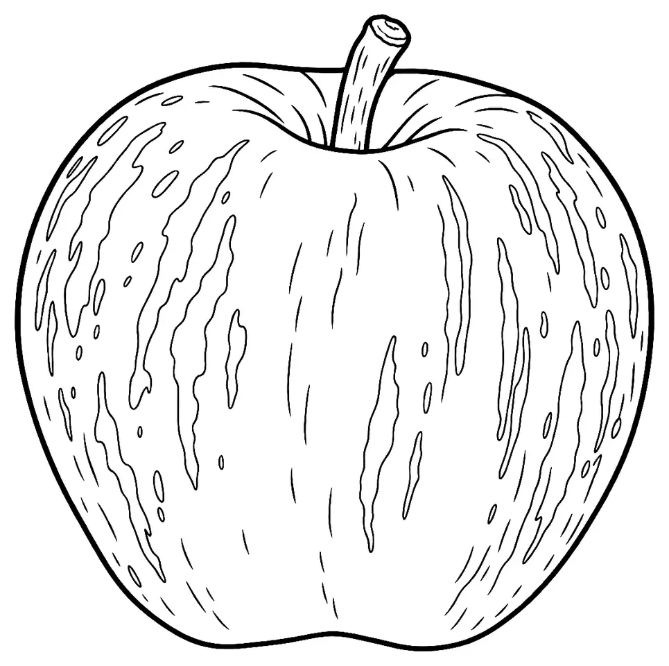 Coloriage de Blenheim Orange (légume) : dessin au trait noir à colorier