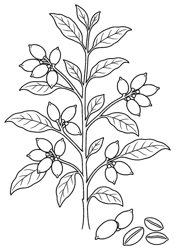 Coloriage de Bourbon pointu : dessin au trait noir à colorier