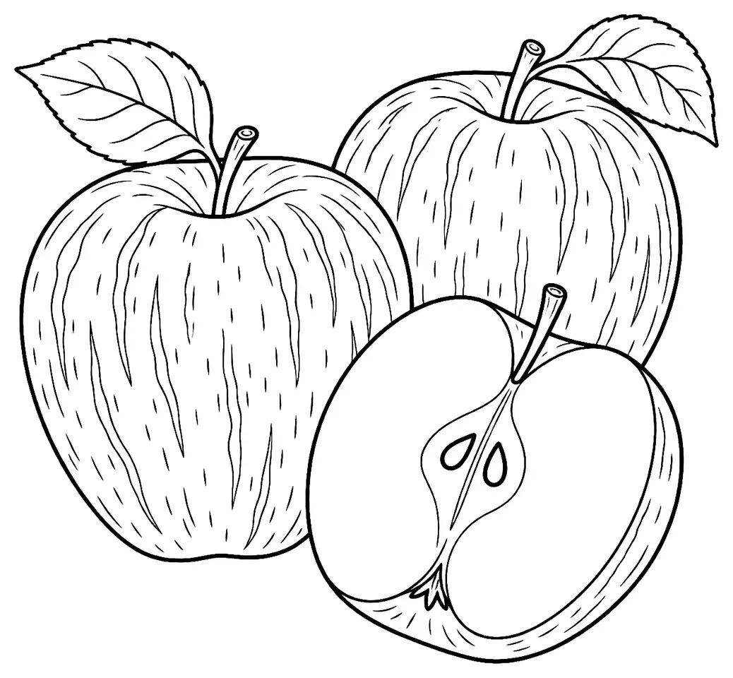 Coloriage de Braeburn (légume) : dessin au trait noir à colorier