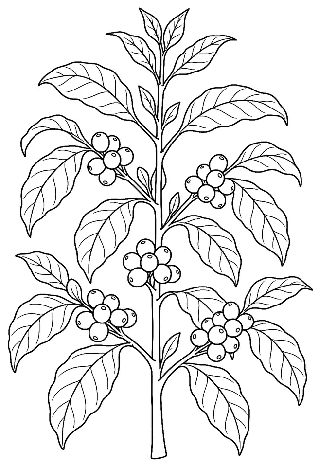 Coloriage de Café Bourbon : dessin au trait noir à colorier