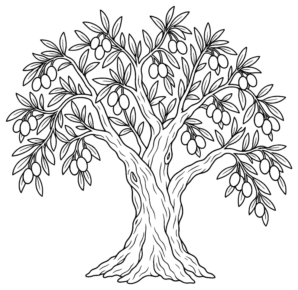 Coloriage de Frantoio (légume) : dessin au trait noir à colorier