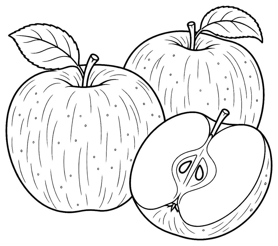 Coloriage de Fuji (légume) : dessin au trait noir à colorier