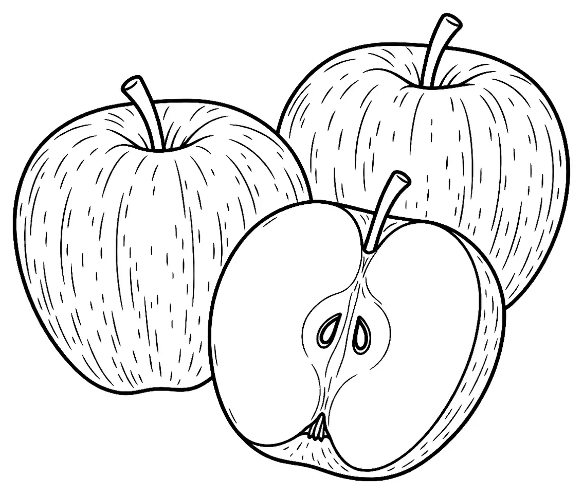 Coloriage de Gala (légume) : dessin au trait noir à colorier