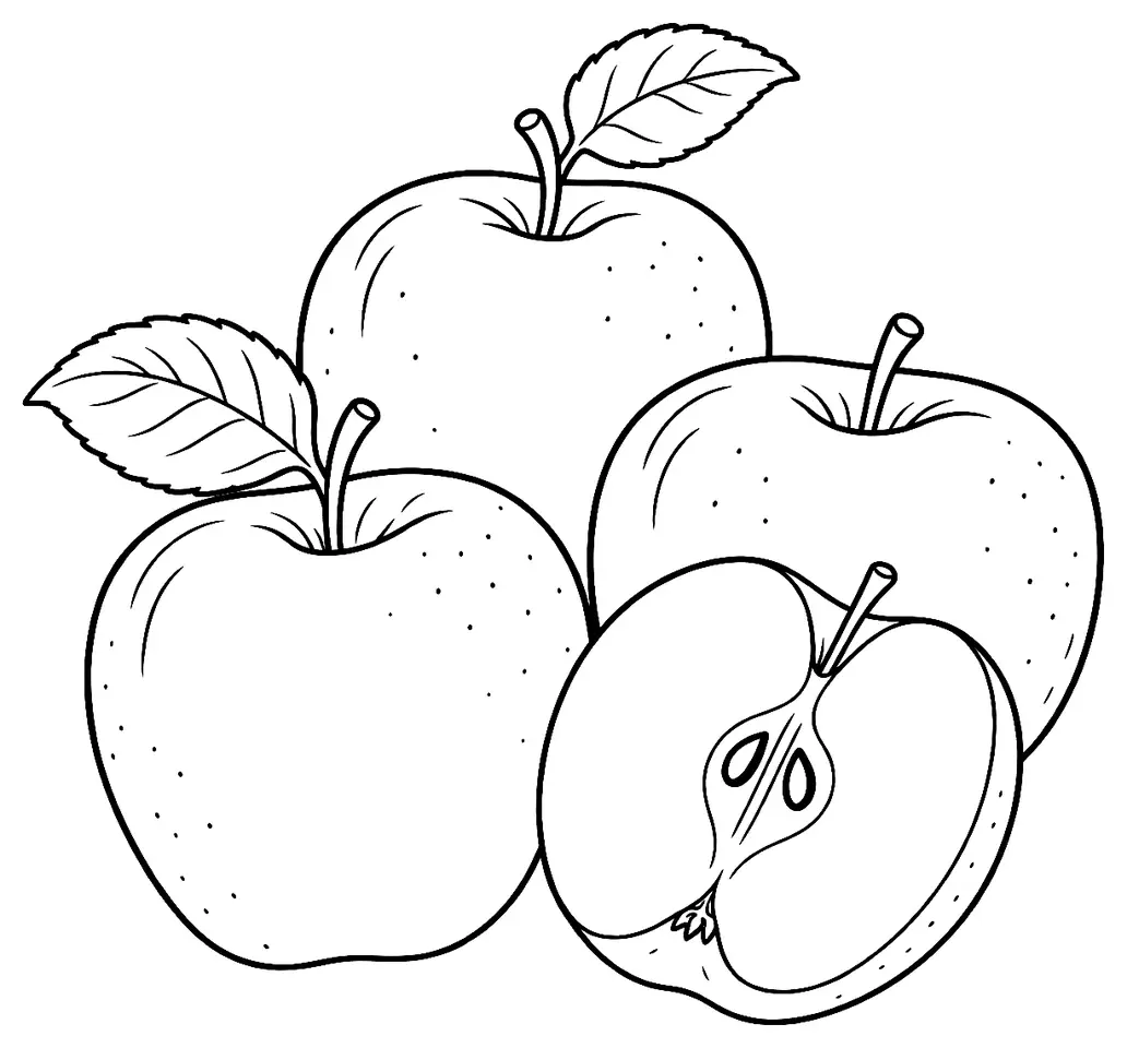 Coloriage de Granny Smith (légume) : dessin au trait noir à colorier