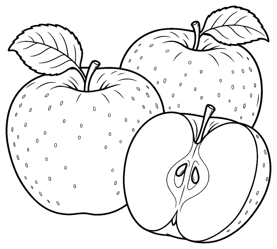 Coloriage de Honeycrisp (légume) : dessin au trait noir à colorier