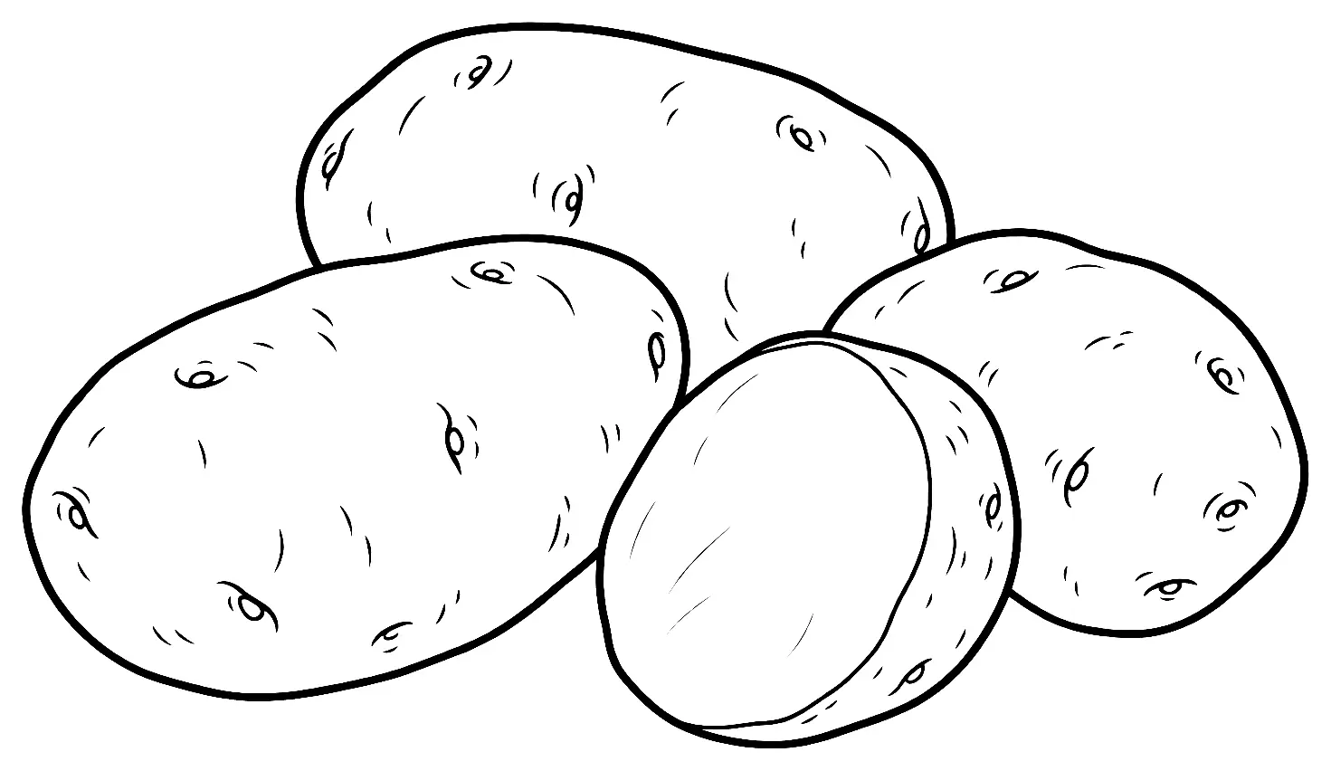 Coloriage de Kennebec (légume) : dessin au trait noir à colorier