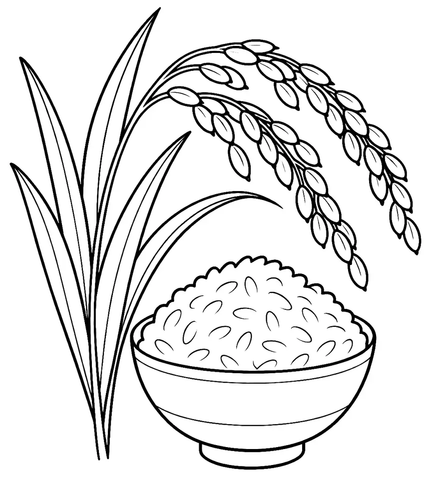 Coloriage de Koshihikari : dessin au trait noir à colorier