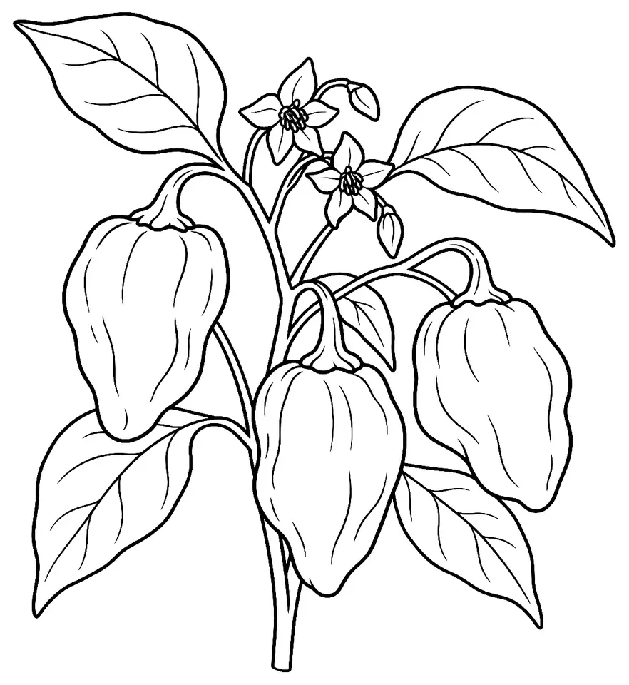 Coloriage de Madame Jeanette (légume) : dessin au trait noir à colorier