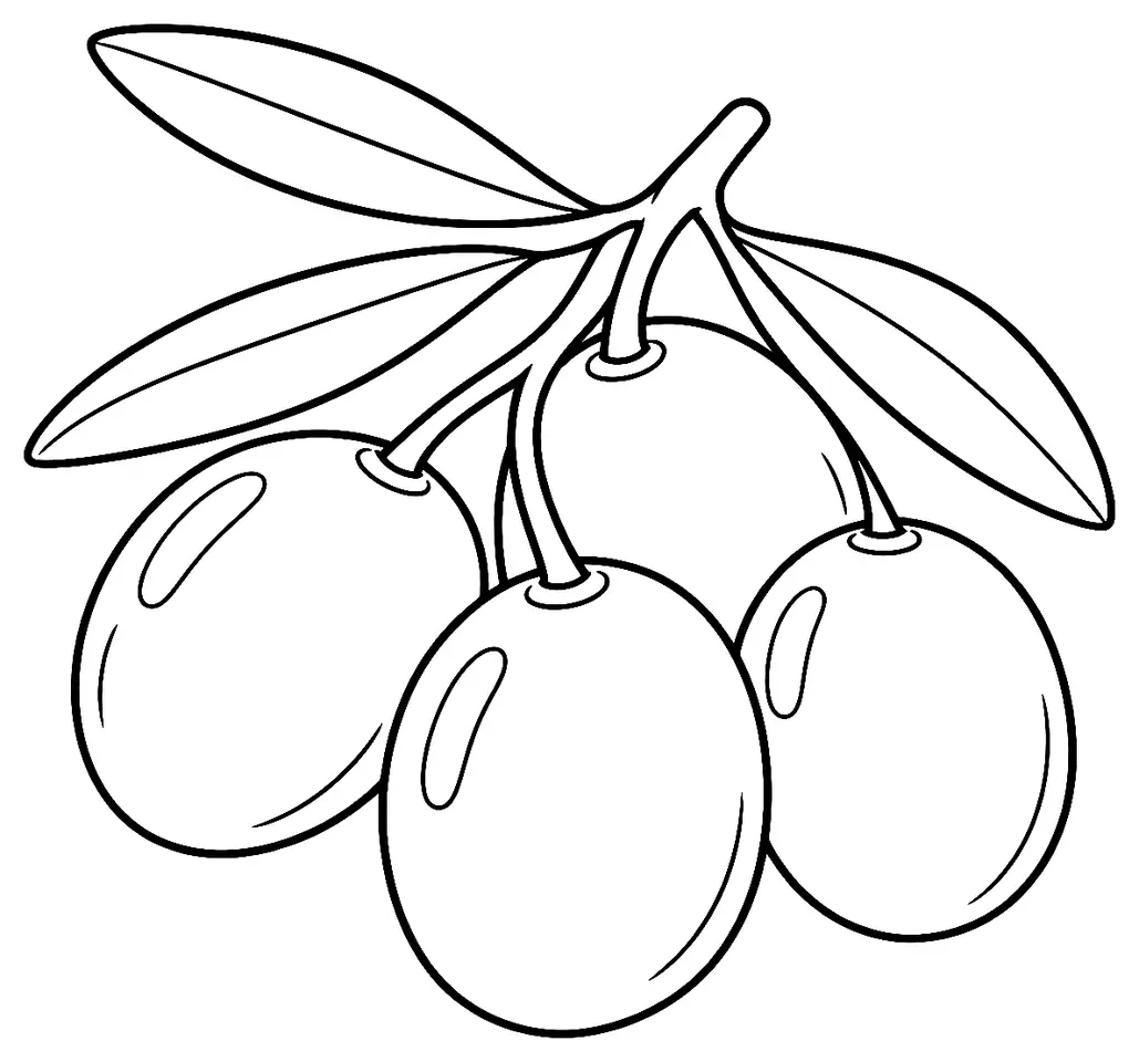 Coloriage de Nocellara del Belice (légume) : dessin au trait noir à colorier