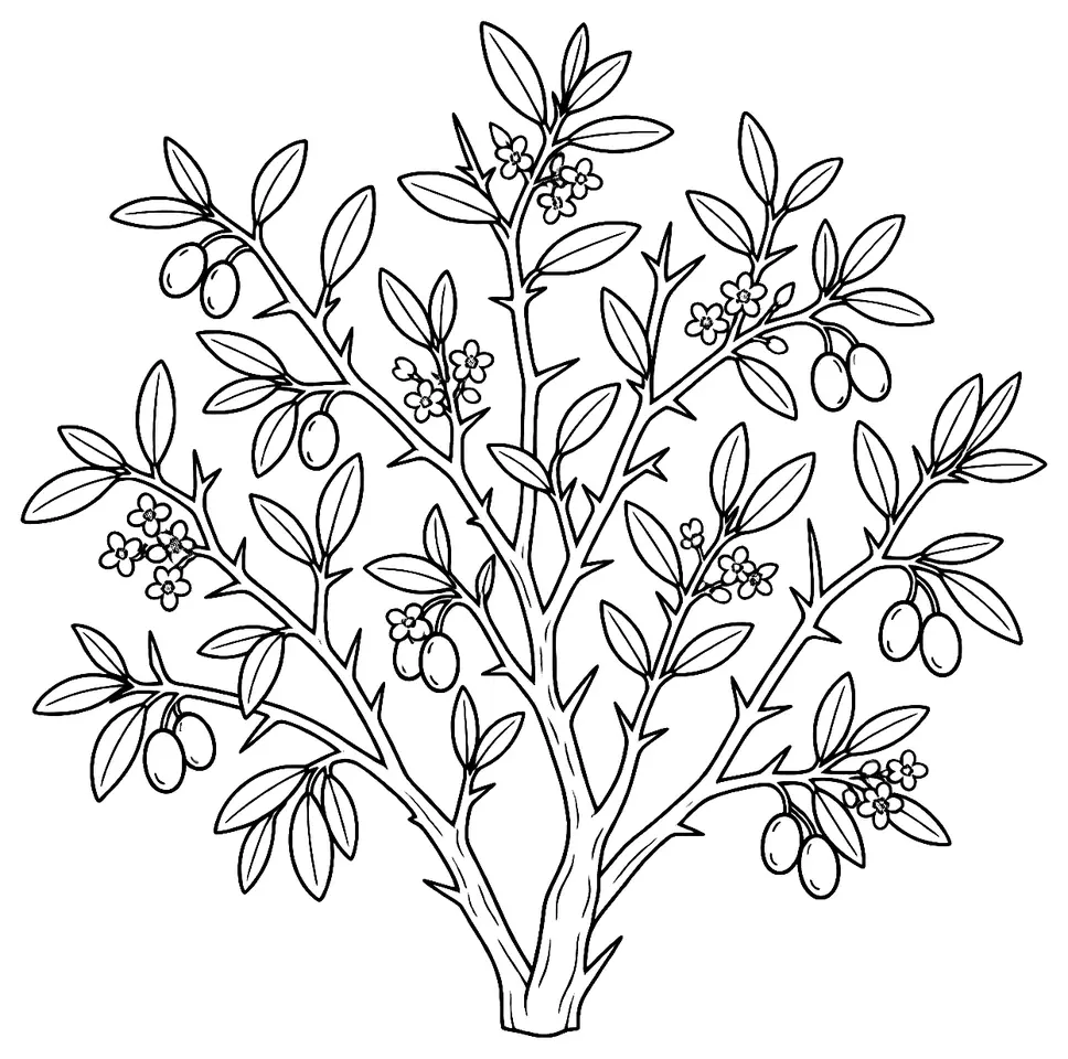 Coloriage de Oléastre (légume) : dessin au trait noir à colorier