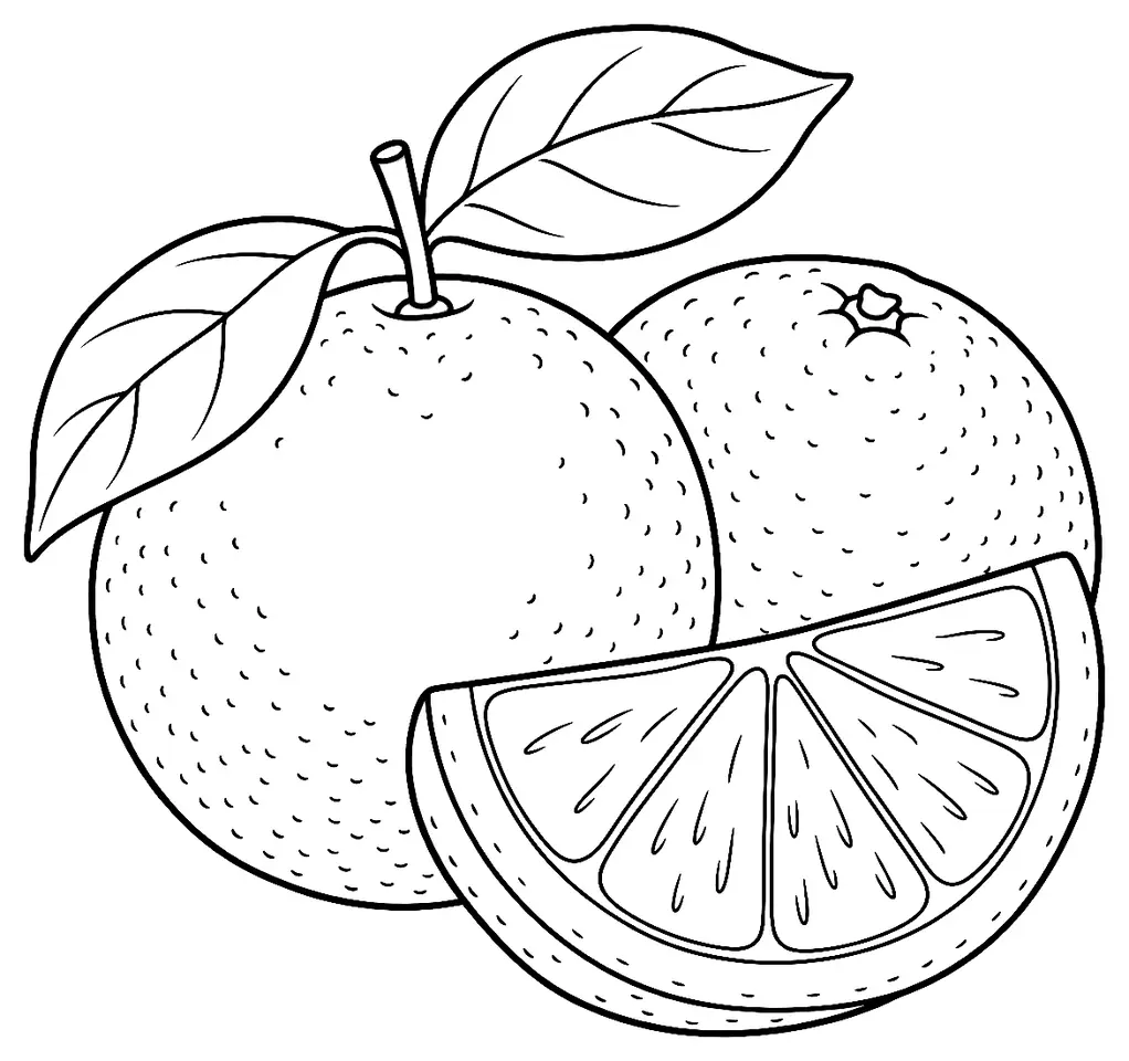 Coloriage de Orange sans acidité : dessin au trait noir à colorier