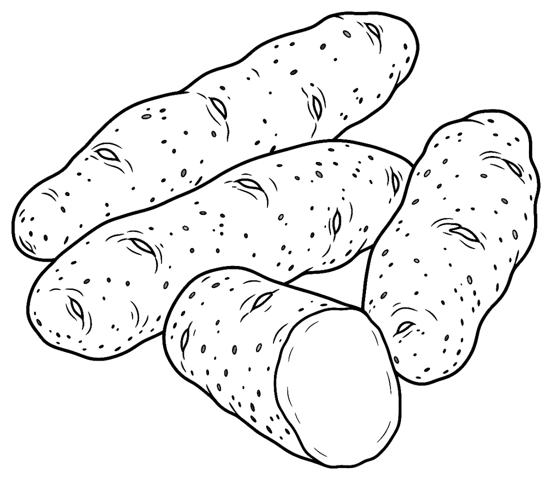 Coloriage de Ozette (légume) : dessin au trait noir à colorier