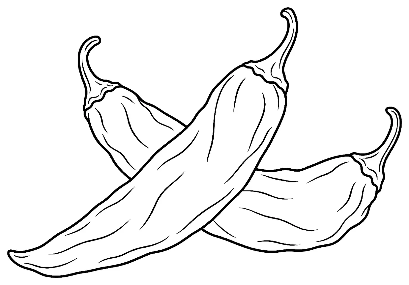 Coloriage de Piment guajillo (légume) : dessin au trait noir à colorier