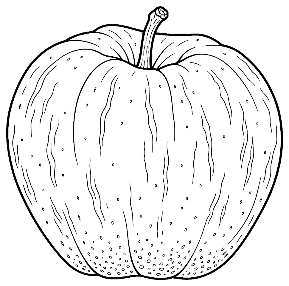 Coloriage de Ribston (légume) : dessin au trait noir à colorier