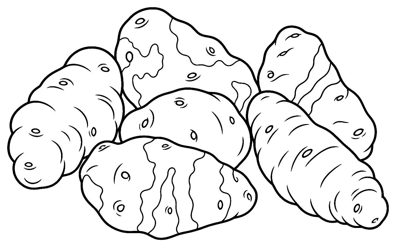 Coloriage de Taewa (légume) : dessin au trait noir à colorier