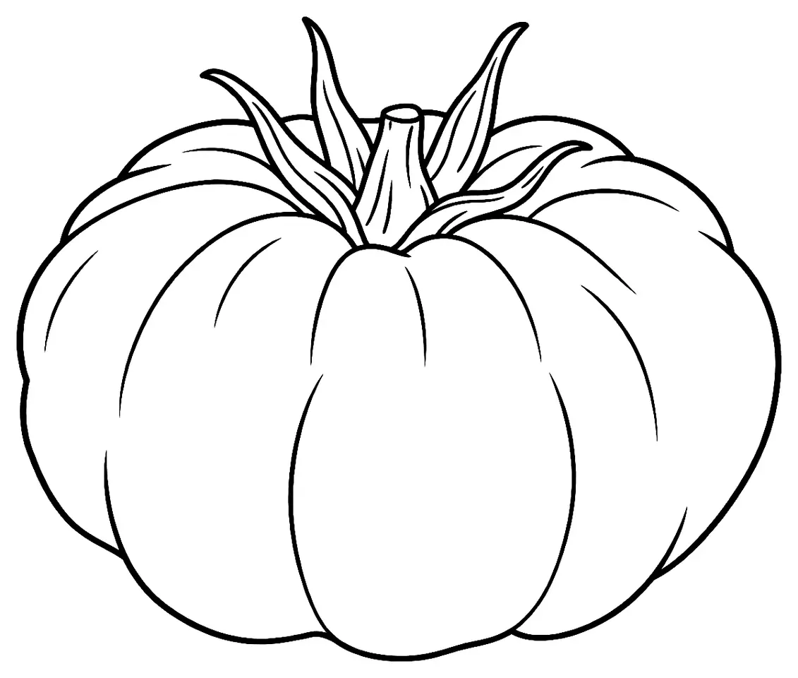 Coloriage de Tomate Marmande (légume) : dessin au trait noir à colorier