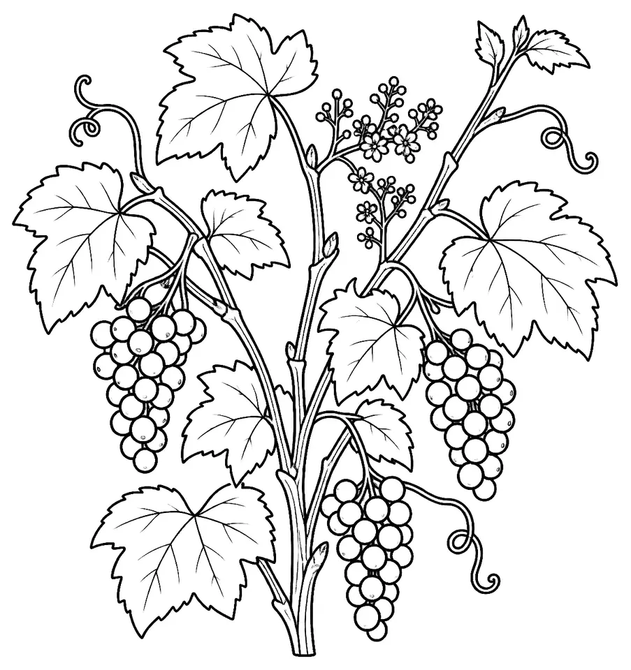 Coloriage de Vitis rupestris : dessin au trait noir à colorier