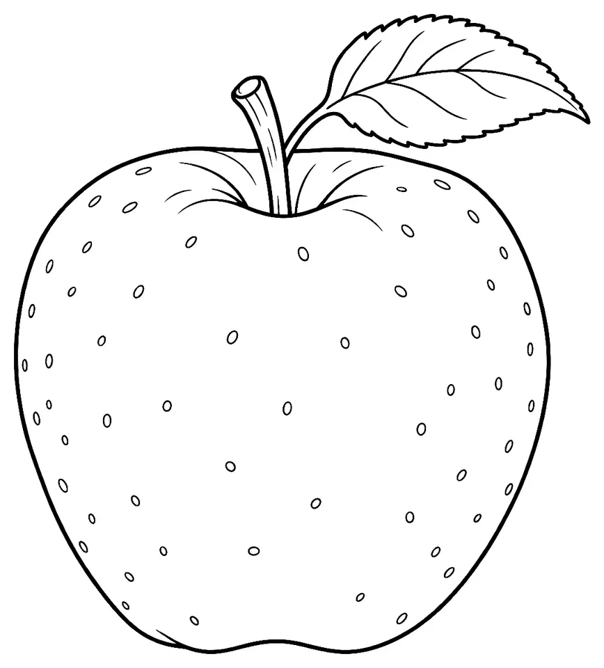 Coloriage de Worcester Pearmain (légume) : dessin au trait noir à colorier