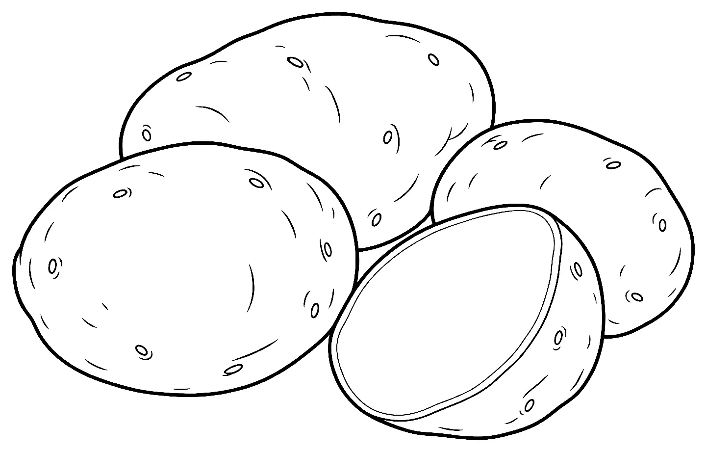 Coloriage de Yukon Gold (légume) : dessin au trait noir à colorier
