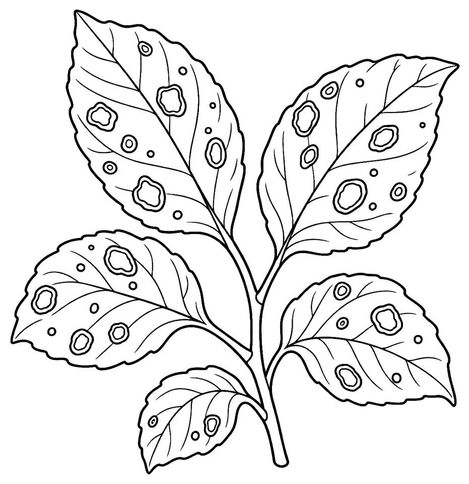 Coloriage de Cercosporiose : dessin au trait noir à colorier