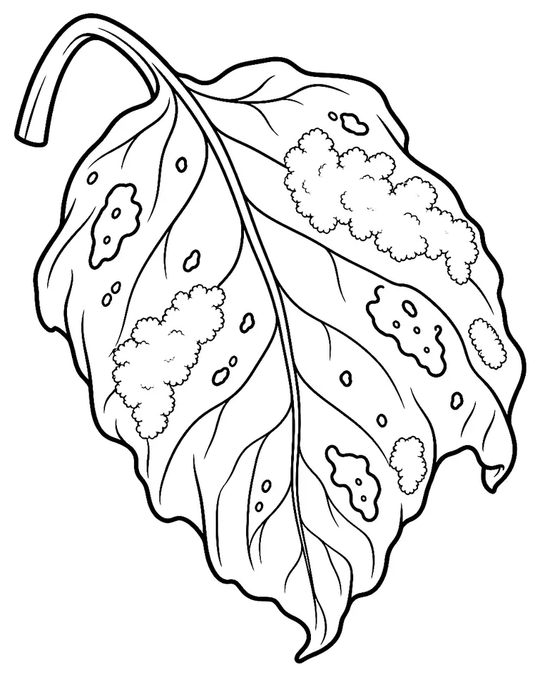 Coloriage de Mildiou : dessin au trait noir à colorier