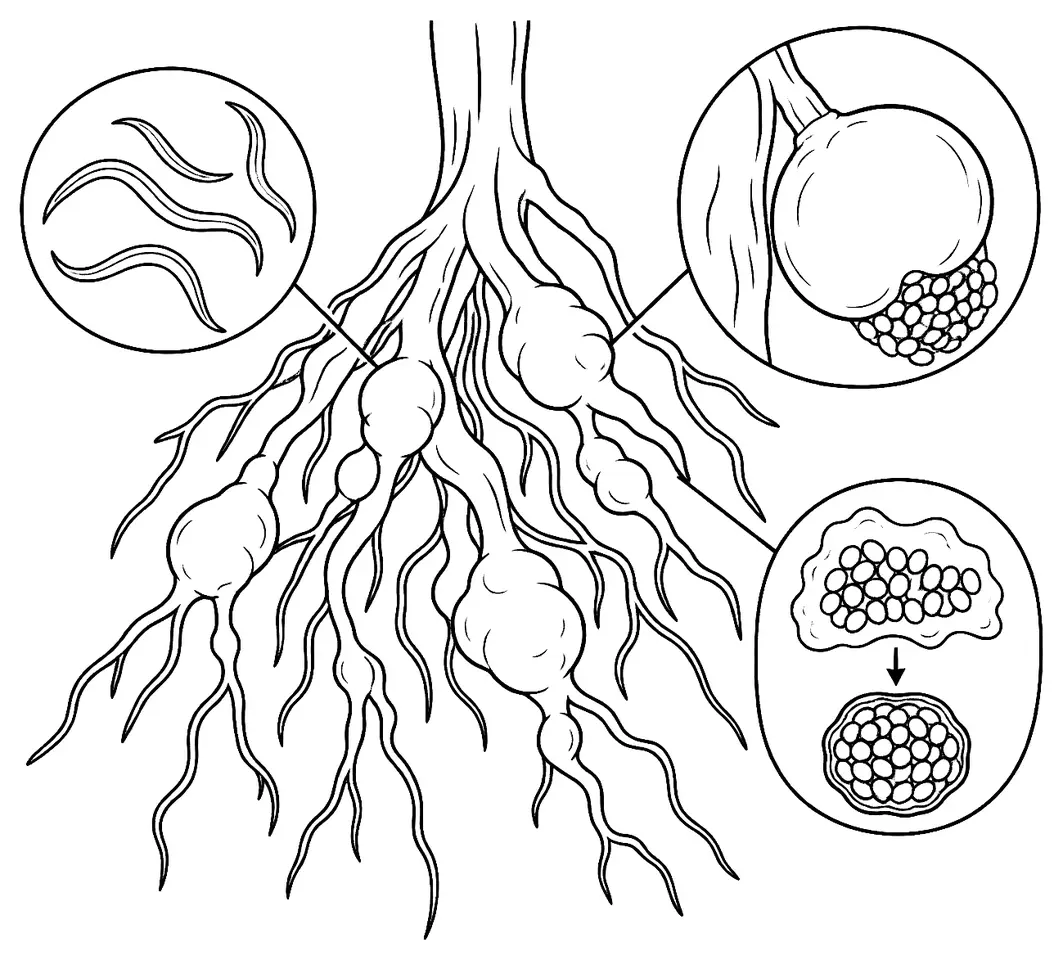 Coloriage de Nématode à galles : dessin au trait noir à colorier