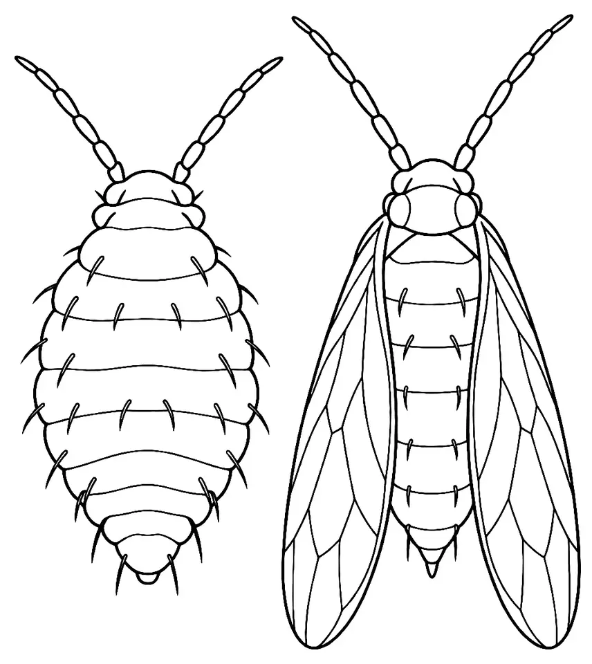 Coloriage de Phylloxéra : dessin au trait noir à colorier