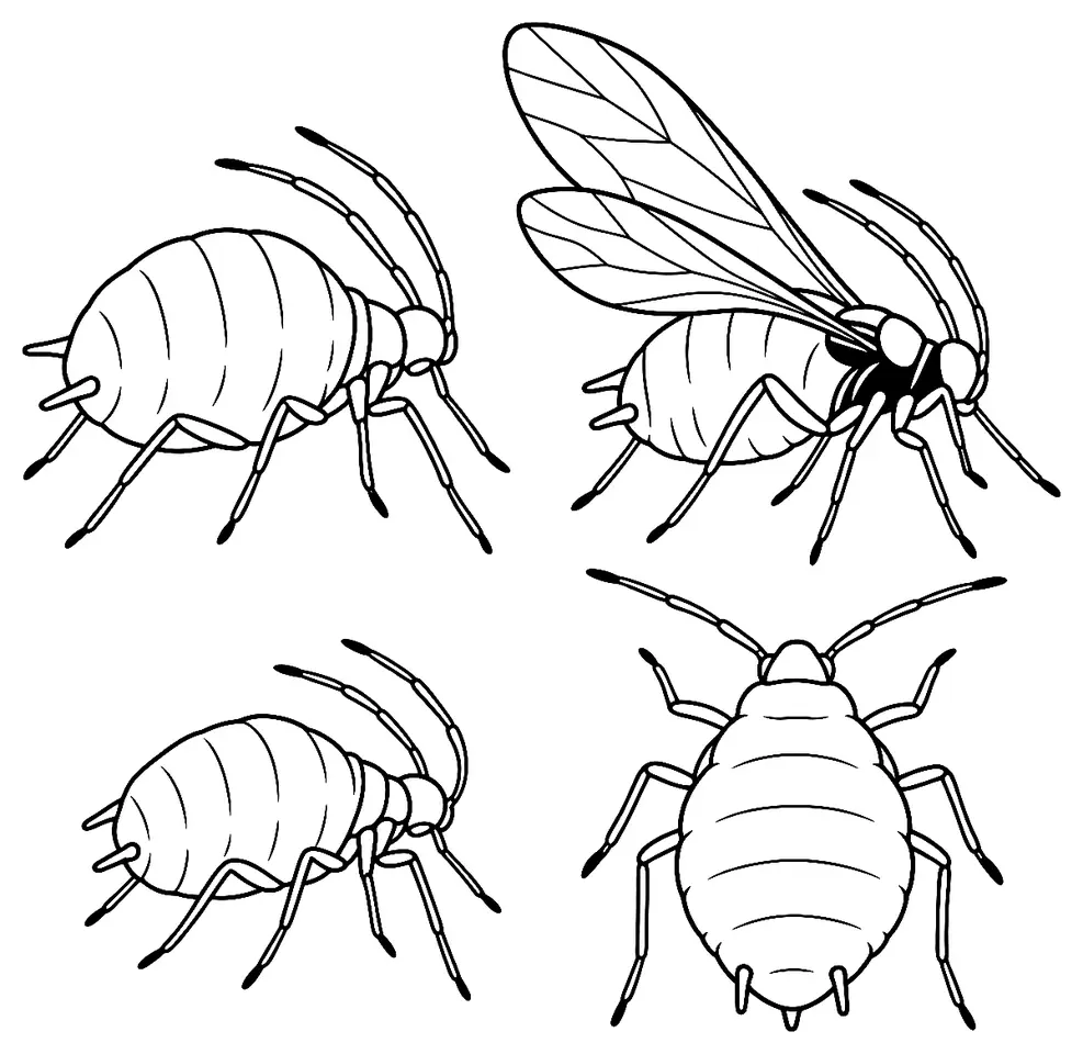 Coloriage de Pucerons : dessin au trait noir à colorier