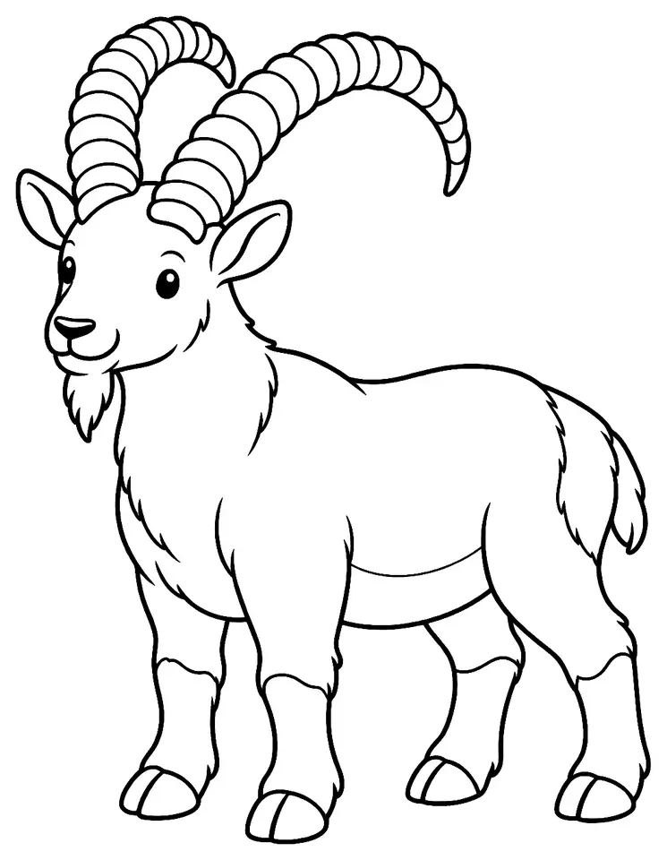 Coloriage de Bouquetin des Alpes : dessin au trait noir à colorier