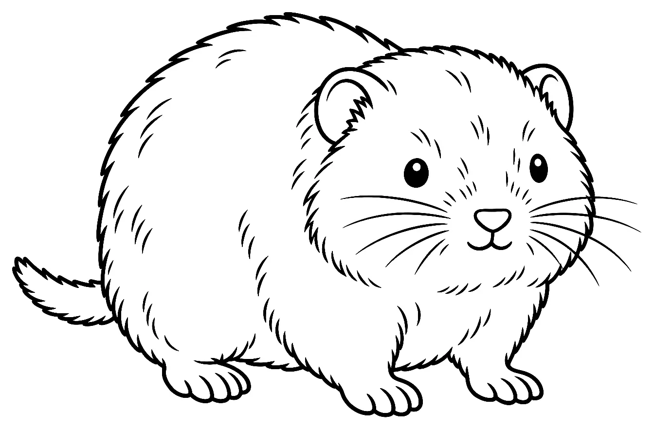 Coloriage de Campagnol des champs : dessin au trait noir à colorier