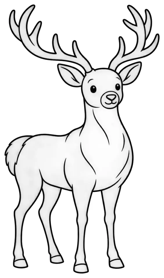Coloriage de Cerf élaphe : dessin au trait noir à colorier