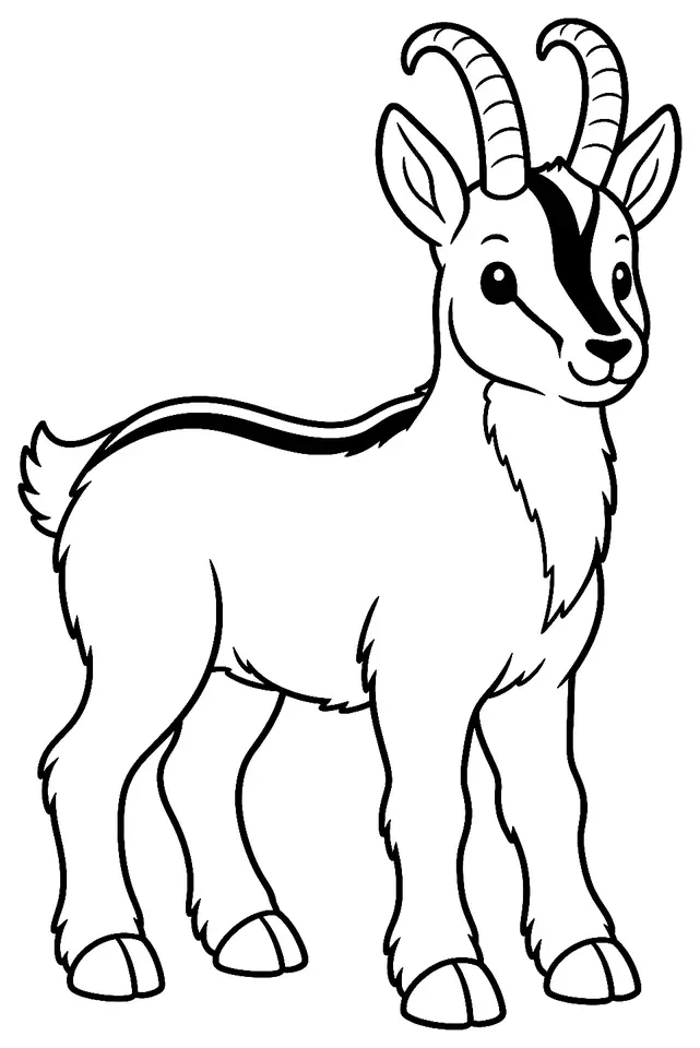 Coloriage de Chamois : dessin au trait noir à colorier