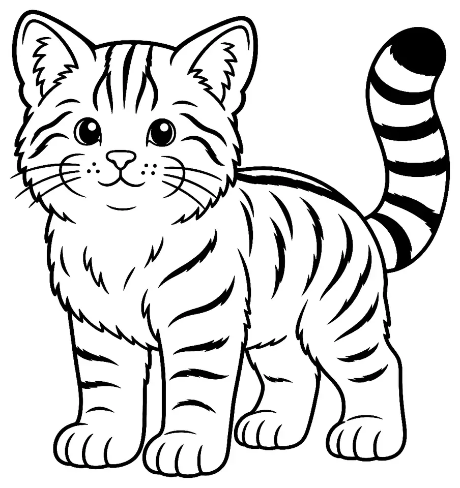 Coloriage de Chat forestier : dessin au trait noir à colorier
