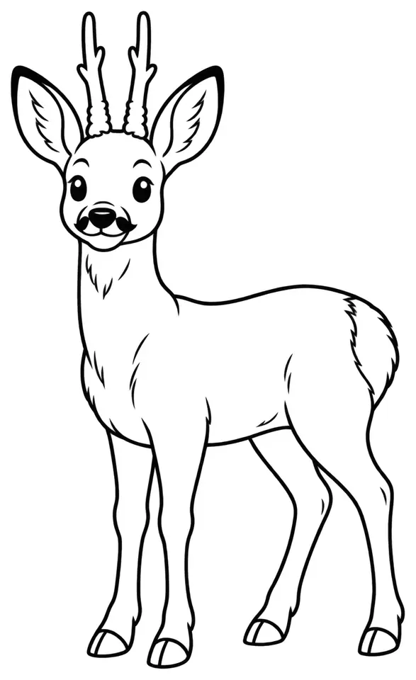 Coloriage de Chevreuil européen : dessin au trait noir à colorier