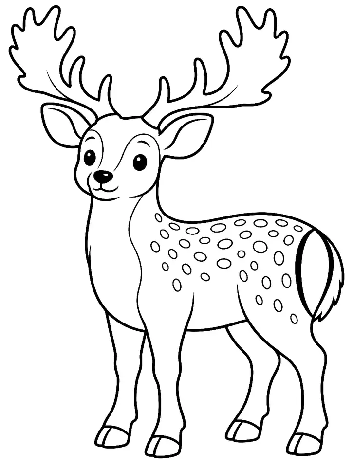 Coloriage de Daim : dessin au trait noir à colorier