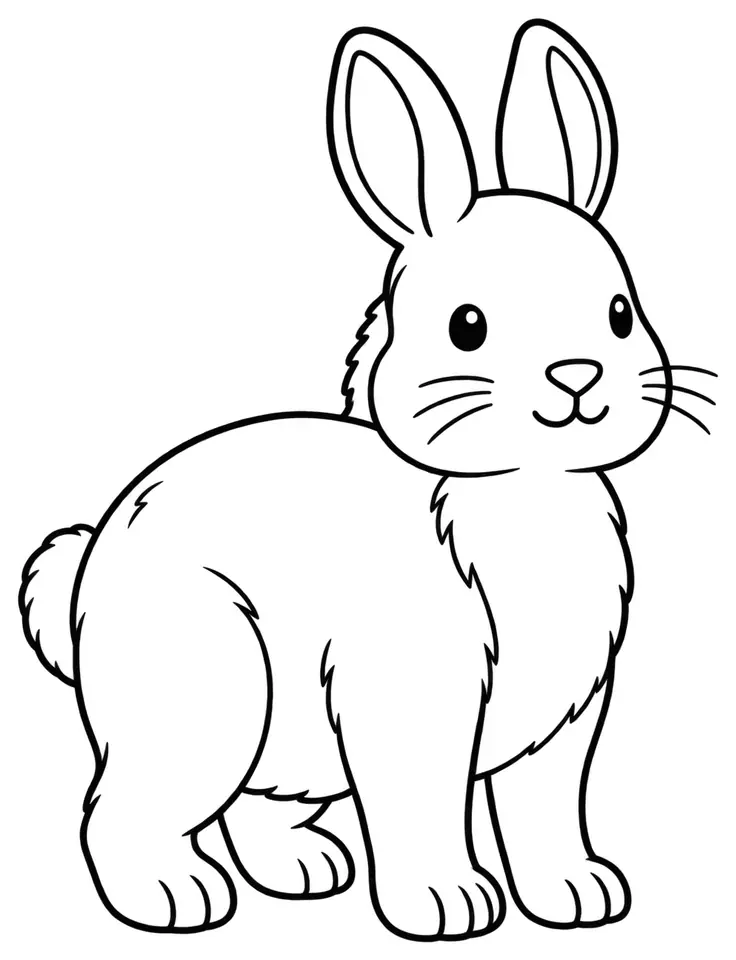 Coloriage de Lapin de garenne : dessin au trait noir à colorier